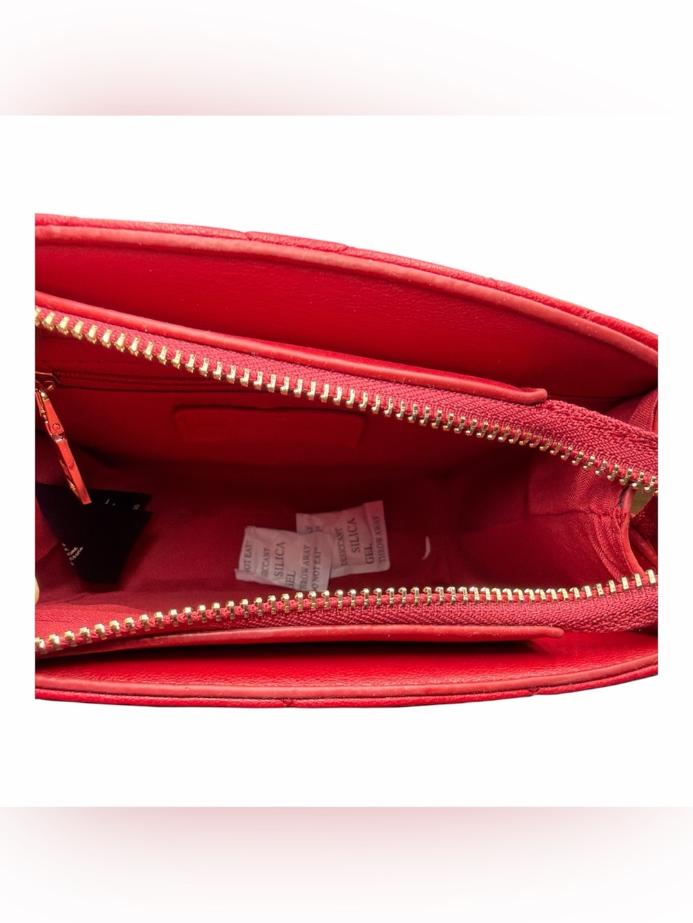 Badgley Mischka Sml Red Quilted Top-Handle Tote with Gold Hardware NWT MRSP $129 - Picture 6 of 6